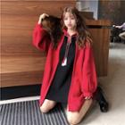 Tasseled Mock Two-piece Long Hoodie