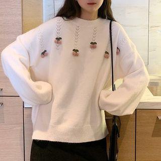 Cherry Accent Sweater Yellow - One Size