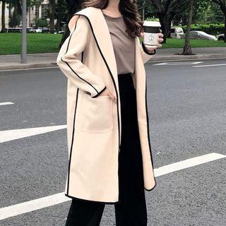 Contrast Trim Open Front Coat
