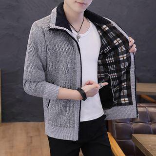 Stand Collar Zip Knit Jacket