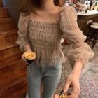 Off-shoulder Sequined Blouse Almond - One Size