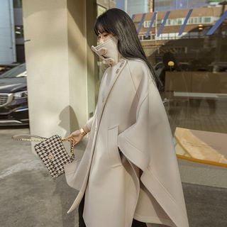 Funnel-neck Woolen Cape Coat