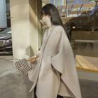 Funnel-neck Woolen Cape Coat