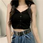 V-neck Button Cropped Camisole Top
