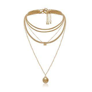 Set: Alloy Pendant Necklace + Choker (assorted Designs) 0386 - Gold - One Size