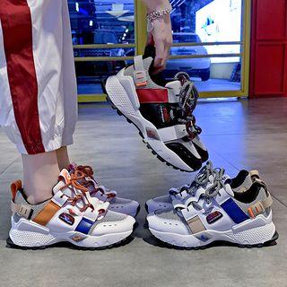 Color Panel Platform Athletic Sneakers