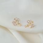 Flower Rhinestone Sterling Silver Earring 1 Pair - Gold - One Size
