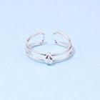 Knot Layered Alloy Open Ring Silver - One Size