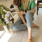 Dual-pocket Plaid Shirt Yellow - One Size