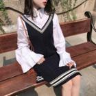 Long-sleeve Shirt/sleeveless Knit Dress