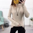 Long-sleeve Plain Cable-knit Top