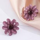 Floral Ear Stud 1 Pair - S925 Silver - Purple - One Size