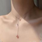 925 Sterling Silver Leaf & Bead Pendant Necklace Xl0246 - Silver - One Size