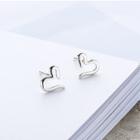 925 Sterling Silver Heart Earring 1 Pair - Silver - One Size