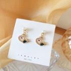 Whale Faux Pearl Resin Dangle Earring 1 Pc - White & Blue & Gold - One Size