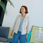 Dip-back Stripe Blazer Oatmeal - One Size