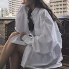 Pocket Front Long-sleeve Shirt White - One Size