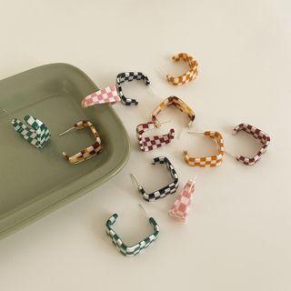 Checker Open Square Acrylic Earring