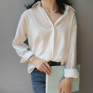 Set: Long-sleeve Satin Shirt + Spaghetti Strap Top