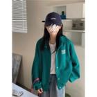 Lettering Shirt Jacket Green - One Size