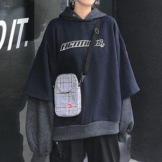 Mock Two-piece Letter Hoodie As Shown In Figure - One Size