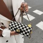 Checker Print Flap Crossbody Bag Black - One Size