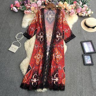 Lace Trim Patterned Light Jacket