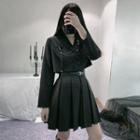 Double-breasted Cropped Shirt / Elbow-sleeve Shirt