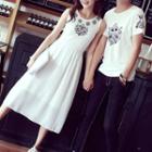 Couple Matching Printed Short-sleeve T-shirt / Printed Tank Dress