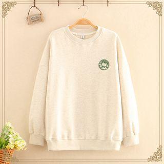 Cat Print Round-neck Oversize Pullover