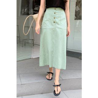 Buttoned H-line Maxi Skirt
