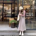 Long-sleeve Plain T-shirt / Floral Spaghetti-strap Dress
