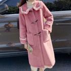 Wide-collar Toggle-front Long Coat