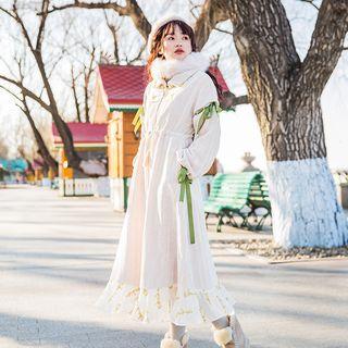 Embroidered Midi A-line Sweater Dress