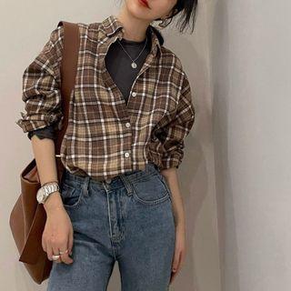 Checker Shirt Coffee - One Size