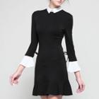 3/4 Sleeve Collared Mini Dress