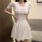 Lettering Slim-fit T-shirt Dress