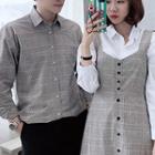 Couple Matching Shirt / Strappy A-line Midi Dress