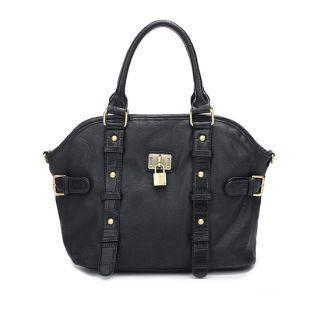 Padlock-accent Shoulder Bag Black - One Size