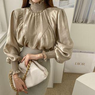 Smocked Detail Shimmer Blouse