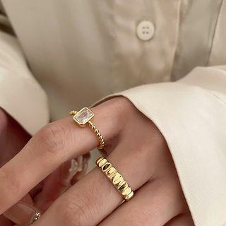 Rhinestone Alloy Open Ring / Textured Alloy Open Ring