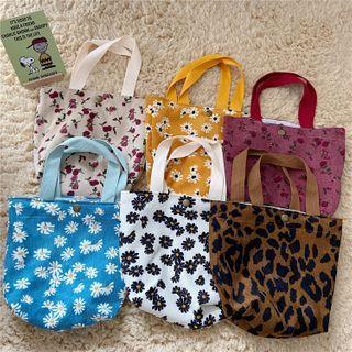 Floral Print Corduroy Lunch Bag