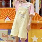 Rabbit Print Jumper Shorts / Elbow-sleeve T-shirt