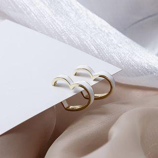 Heart Glaze Earring E4700 - 1 Pair - White - One Size