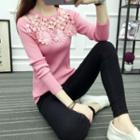 Floral Embroidered Long-sleeve Knit Top