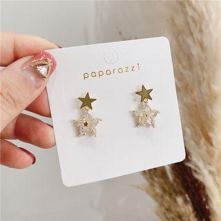 Rhinestone Cutout Star Drop Earring As Shown In Figure - One Size