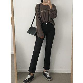Slit-back Semi Boot-cut Jeans