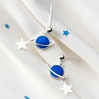 925 Sterling Silver Planet Dangle Earring 1 Pair - S925 Silver - One Size