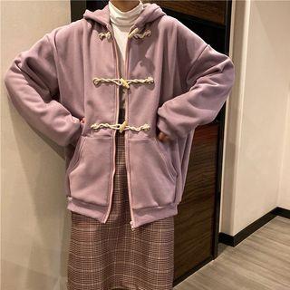 Hooded Toggle Jacket / Plaid Skirt