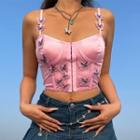 Butterfly Details Paneled Hook-and-eye Camisole Top